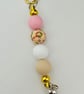 Gold tone Keyring or purse charm with pastel beads 