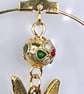 FAIRY HOOP EARRINGS gold plated cloisonne Japanese style Creole hoops antique  - Image 7