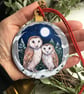 Winter Barn Owls - Hanging Decoration - Image 1
