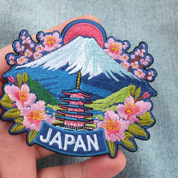 Mount Fuji Embroidered Patch Japan Iron On Sew On Applique Travel Badge