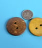 Large Bright and Bold Yellow Coconut Shell Buttons 3pk 30mm - Image 3