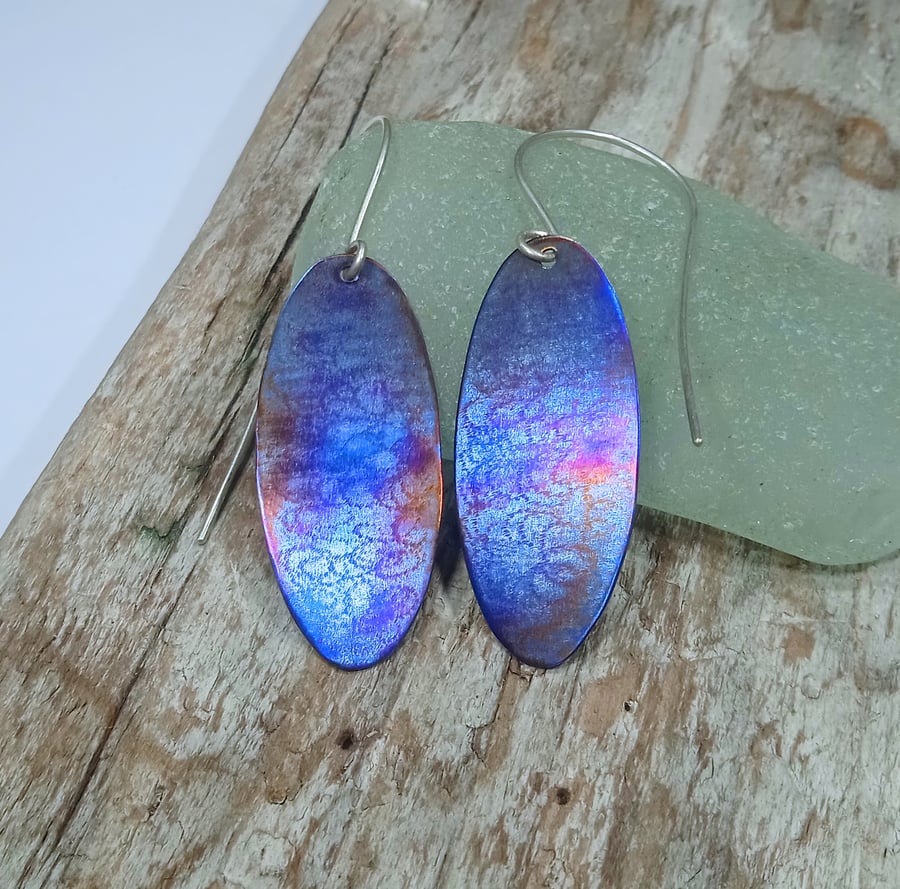  Handmade Coloured and Textured Titanium Earrings - UK Free Post