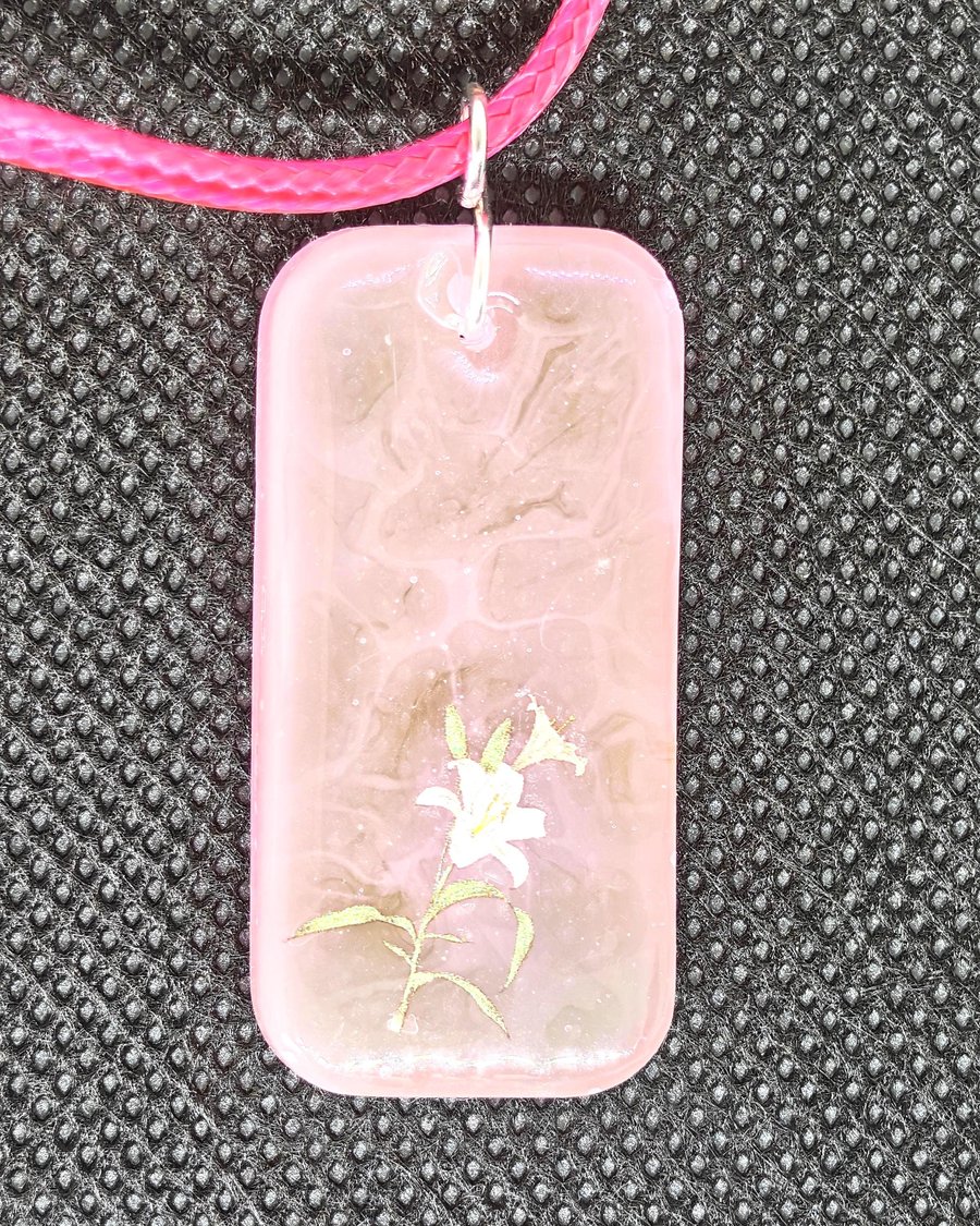 Pink Resin Flower Necklace: Handmade Blush Floral Pendant