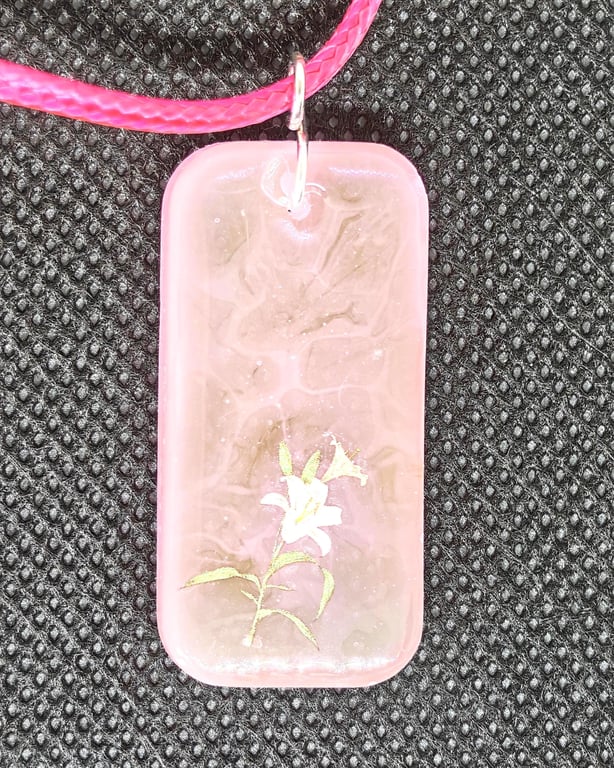 Pink Resin Flower Necklace: Handmade Blush Floral Pendant