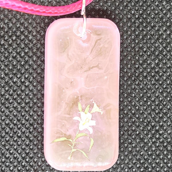 Pink Resin Flower Necklace: Handmade Blush Floral Pendant