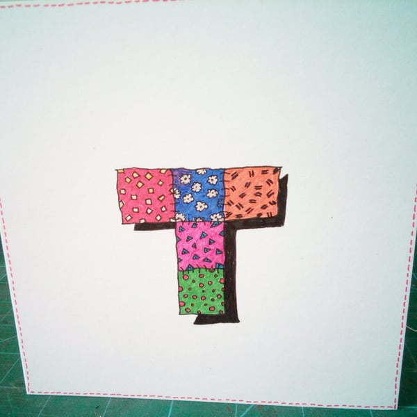 Letter T birthday card 