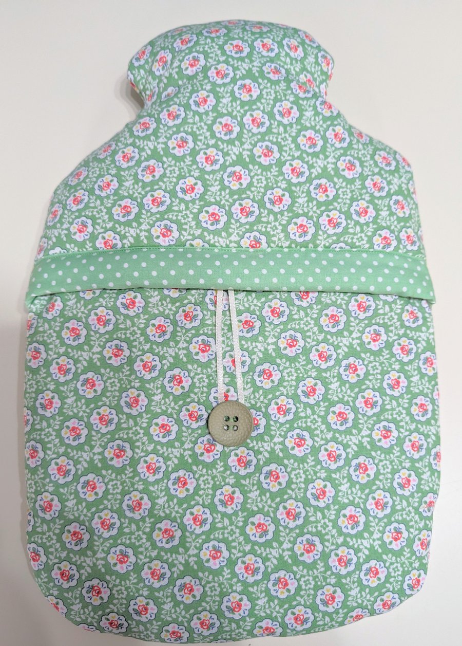 Hot Water Bottle Cover made in Cath Kidston Kempton Rose fabric (with bottle)