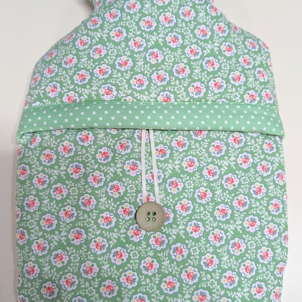 Hot Water Bottle Cover made in Cath Kidston Kempton Rose fabric (with bottle)