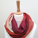 Sari silk and tweed double sided infinity scarf - snood. Autumnal colours, tan, 