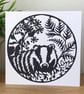 Badger Card. Blank monochrome British wildlife card for any occasion.  - Image 4
