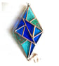 Stained Glass Diamond Suncatcher Handmade Teal Blue Triangles  - Image 7