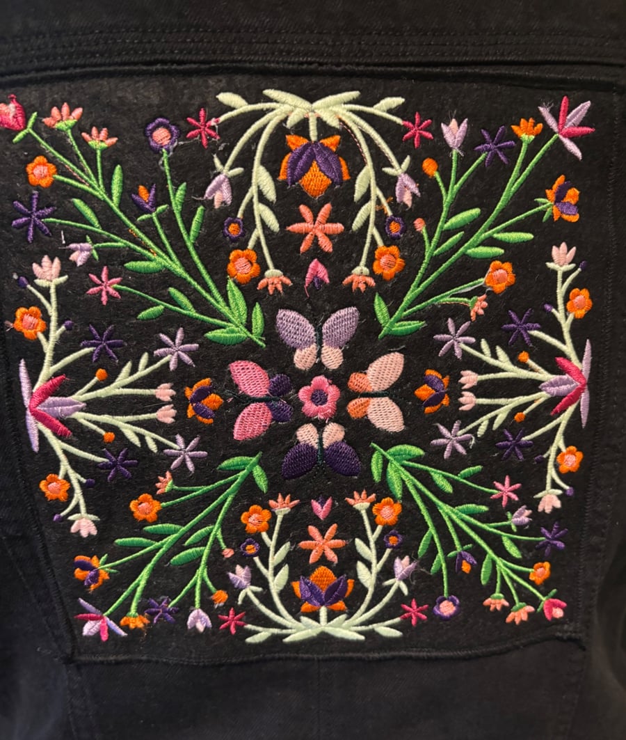 Beautiful Embroidered Denim Gillet