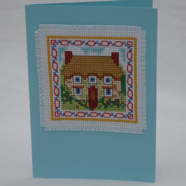 Card Cross Stitch House Reserved for Kelly