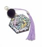 Sarcastic Bag Charm in Black and Purple with Tassel and Pompom