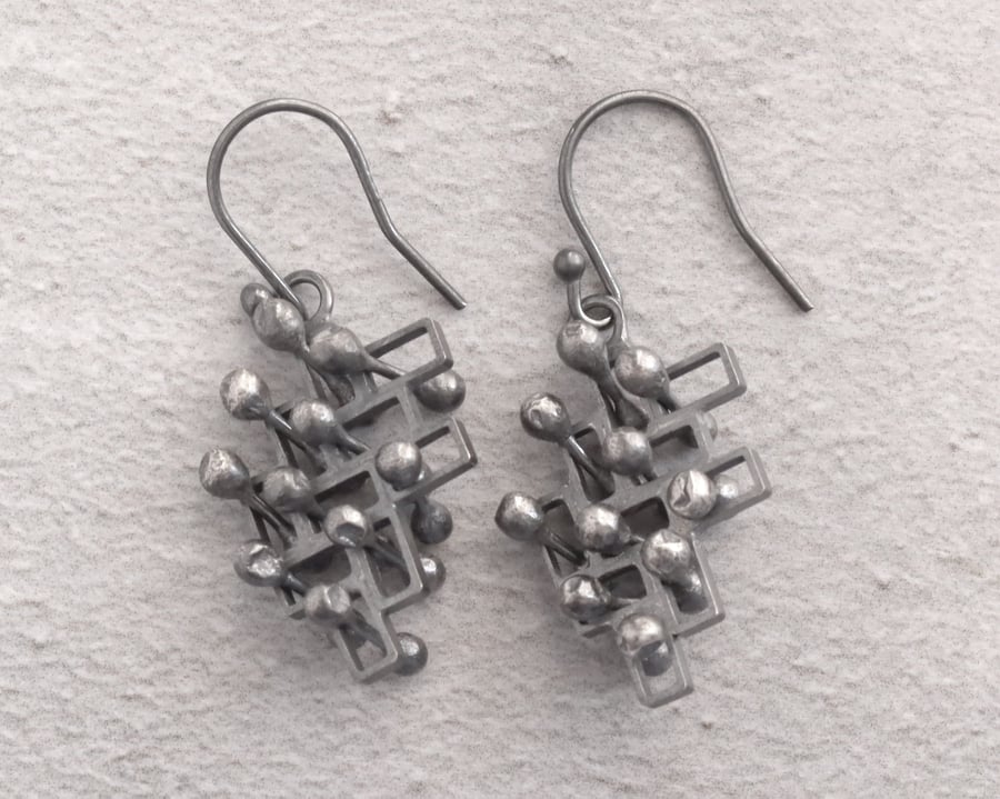 Dangly silver earrings mindful fidget jewellery style 1. 