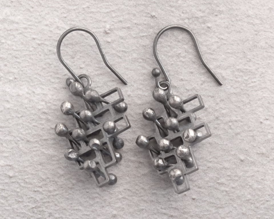 Dangly silver earrings mindful fidget jewellery style 1. 
