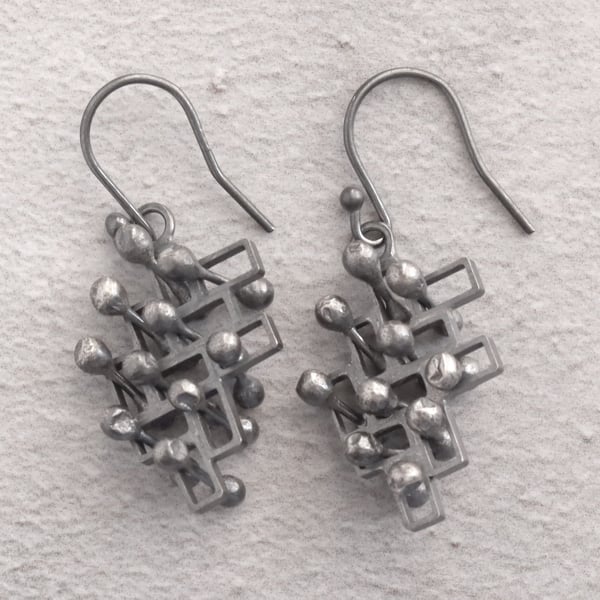 Dangly silver earrings mindful fidget jewellery style 1. 