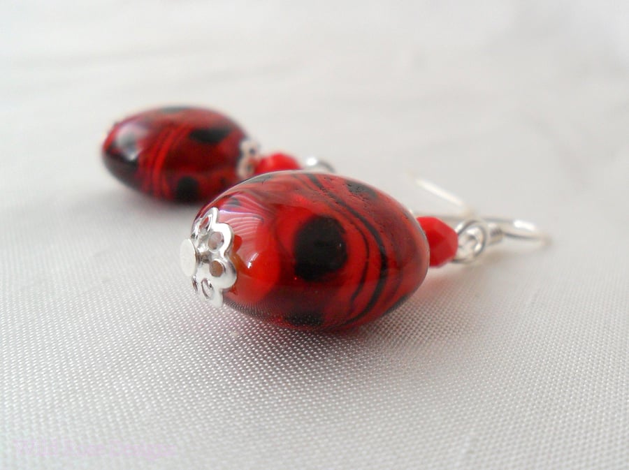 Red and black 'Ladybird' earrings 