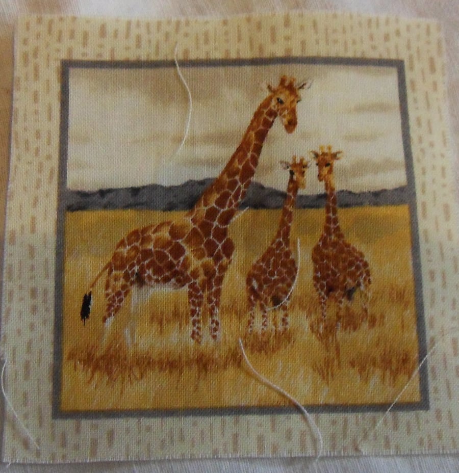 100% cotton fabric. Giraffee  Sold separately, postage .62p for many (42)