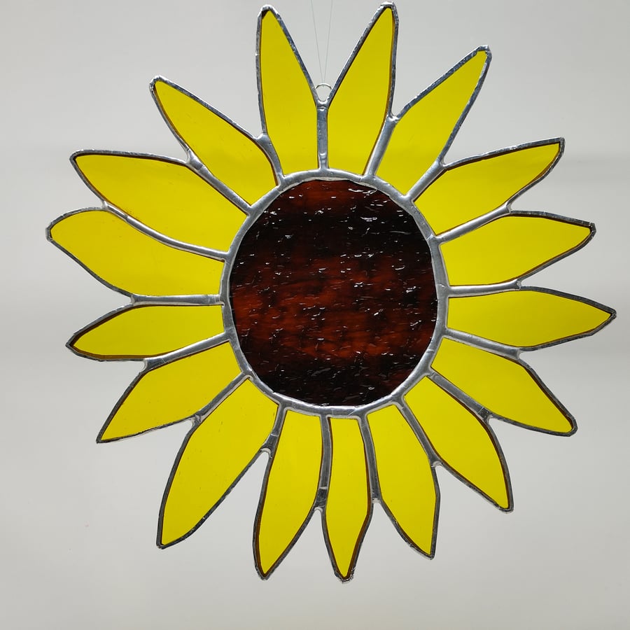  Large stained glass yellow sunflower suncatcher hanging decoration. 