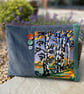 Repurposed woodland trees tapestry large soft pouch