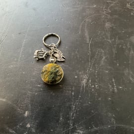 Scottish Harris Tweed Scotland Bagpipes Thistle Keyring Keychain Burns Night 