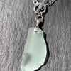 Sea green seaglass and silver plate chain pendant