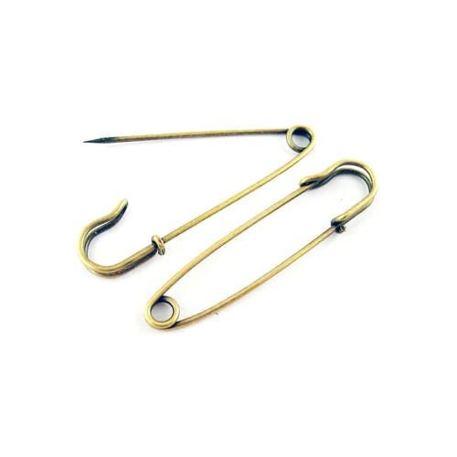Iron Kilt Pins - Antique Bronze, 70mm - Pack of 5x - Durable Findings for Jewell