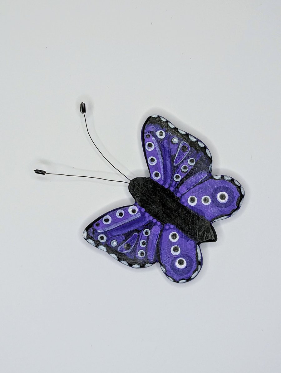Purple butterfly, clay fridge magnet, kitchen gift for her