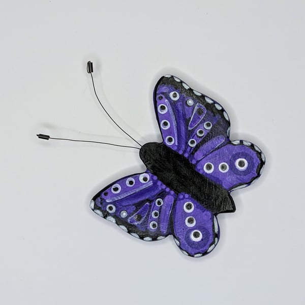 Fridge magnet, clay purple butterfly, Mothers day gift