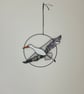 Handcrafted Stained Glass White Stork Hanging Artisan Decoration - Image 1