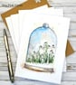Snowdrops blank card set - 4 card set, Christmas, birthday, thank you, original 