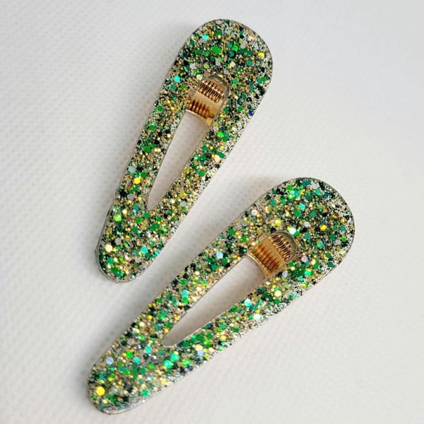 Green and Gold Hairclips