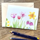Spring Flowers Greeting Card - Blank