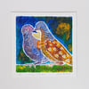 Love Doves - original hand painted lino print 002