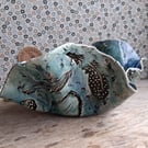 large feather fluted bowl dish ceramic handmade stoneware in turquoise