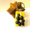 Little Bee fused glass keyring, bag charm