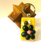 Little Bee fused glass keyring, bag charm