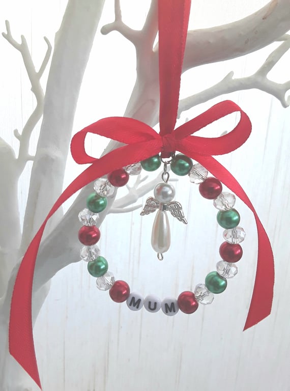 6cm Christmas Tree Decoration, Beaded hanging decoration, Remembrance tree decor