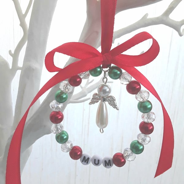 6cm Christmas Tree Decoration, Beaded hanging decoration, Remembrance tree decor
