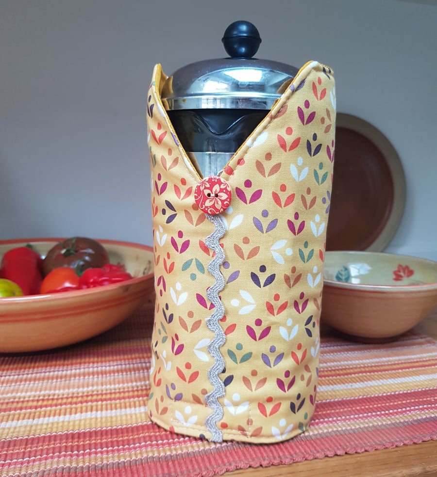 Cafetiere cosie with thermal wadding: yellow