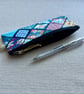 Pencil Case Teal Patterned Japanese Fabric  - Image 3