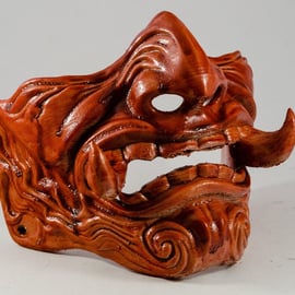 Wearable Samurai Menpo Oni Ninja Ghost of Tsushima Masks - Wood Stain