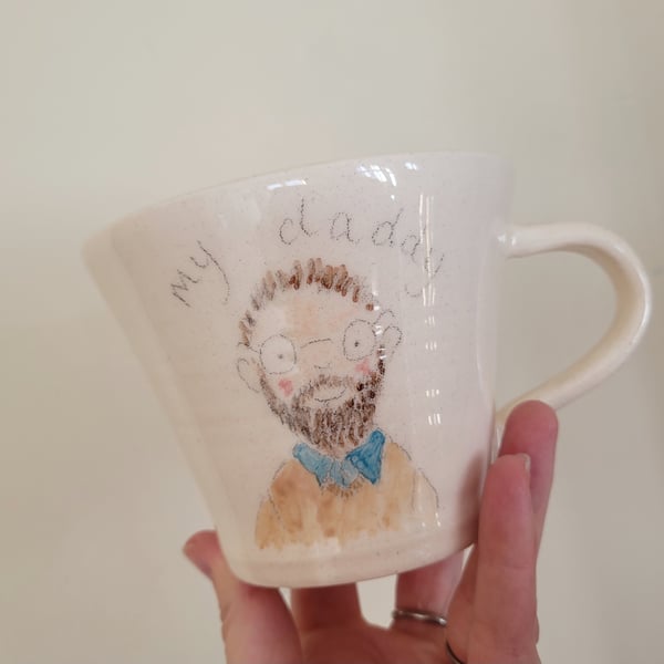 Large daddy mug Handmade ceramic dad cup with beard 