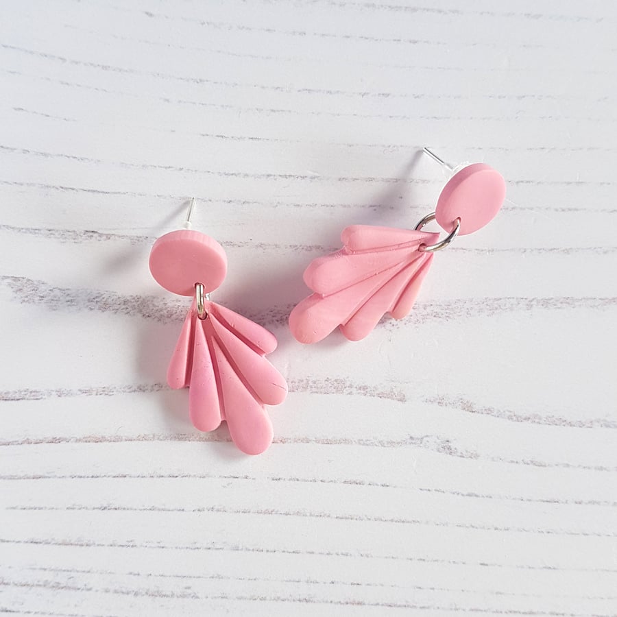 Pink scallop earrings one pair available