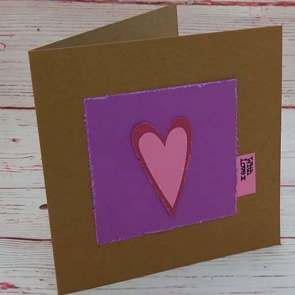 Greetings Card With Love, Simple Love Card, Anniversary, Valentines Card