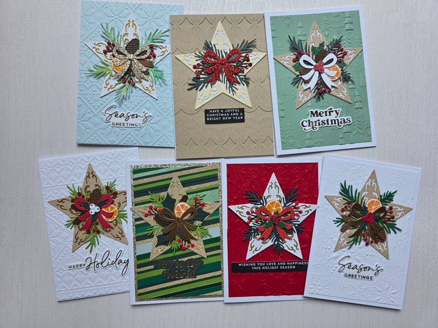 Christmas star wreath card