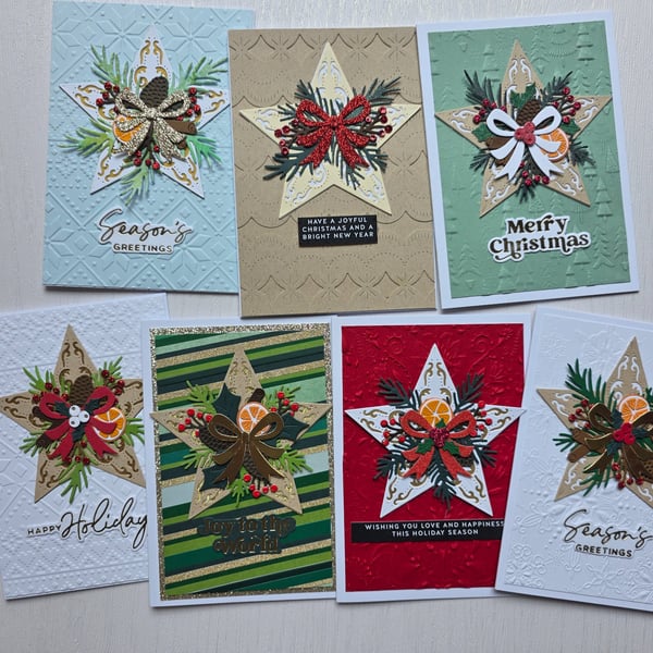 Christmas star wreath card