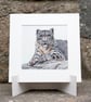 Snow Leopard Original Coloured Pencil Drawing - Image 1