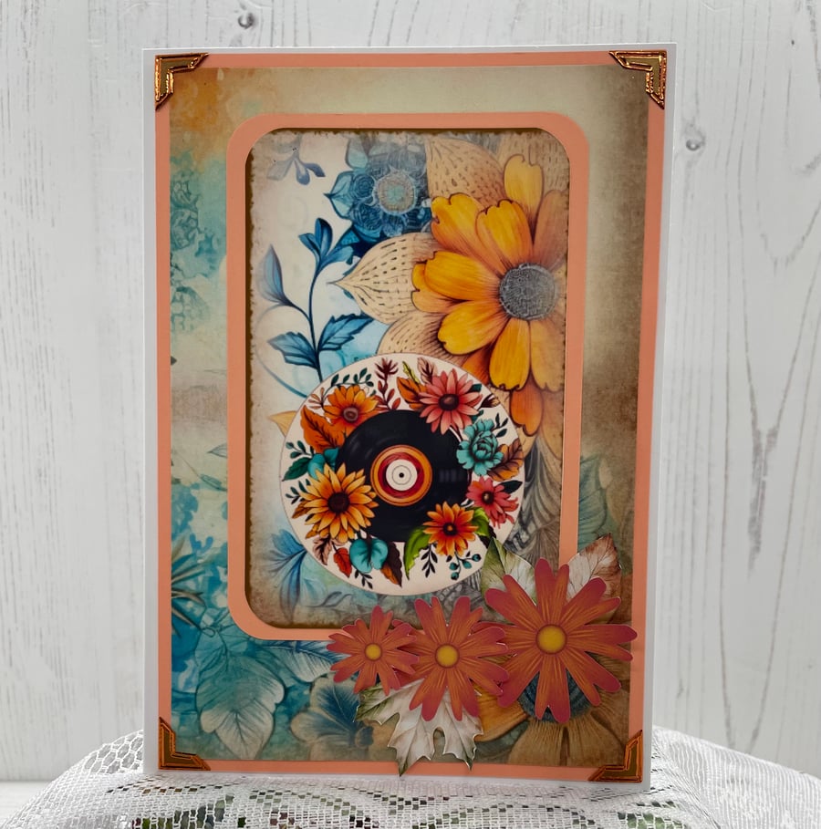 Autumnal Hippy Greeting Card (Record)  C - 10